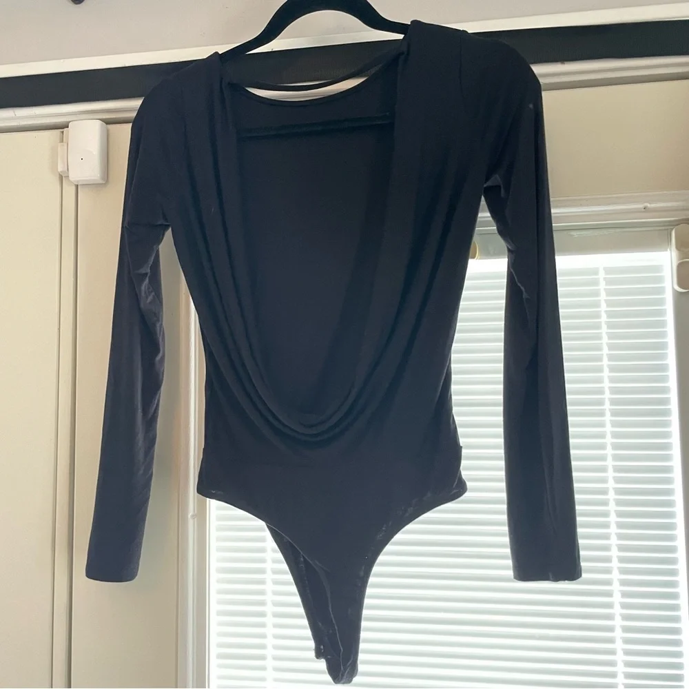 Lulu's Black Backless Long Sleeve Bodysuit XS NWOT - Picture 3 of 16